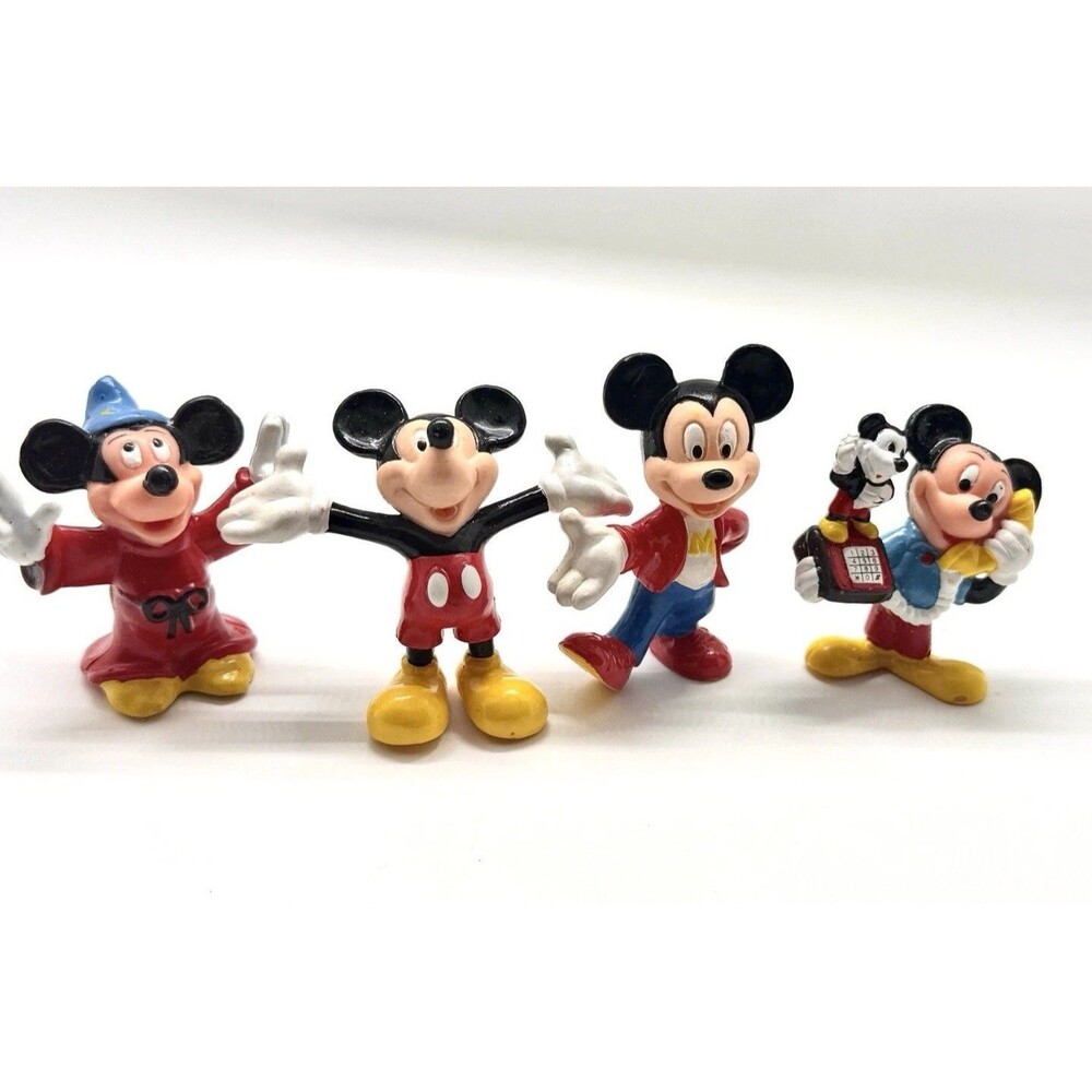 Vintage 1989 Disney Mickey Mouse PVC Figure Lot of 4 Monogram Fantasia Retro